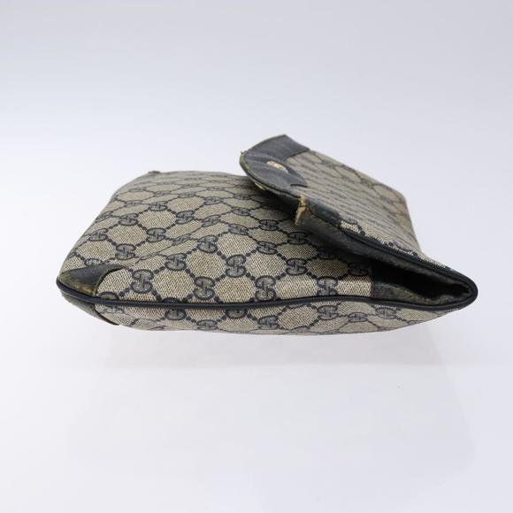 GUCCI GG Supreme Clutch Bag PVC Navy Gold 156 02 075 Auth sw1174 - Picture 4 of 16